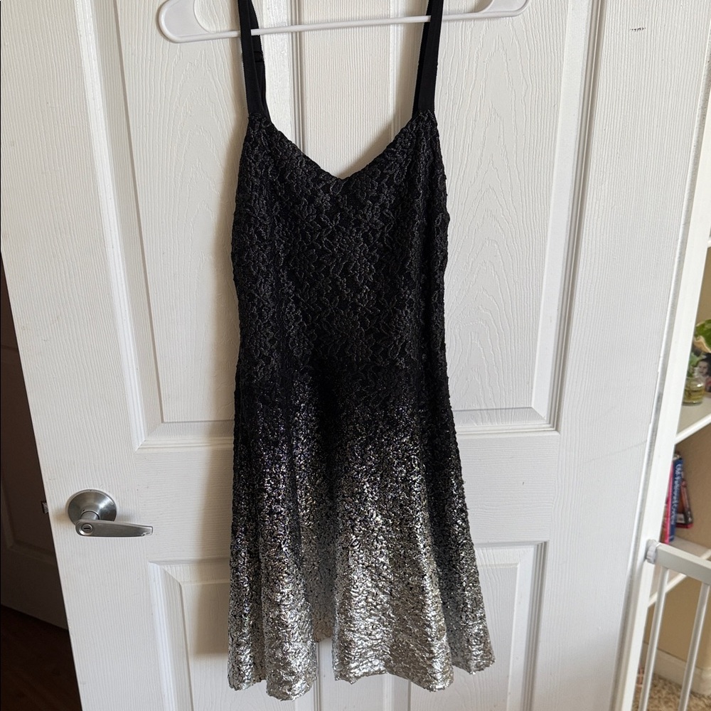 Black and Silver Lace Free People Dress